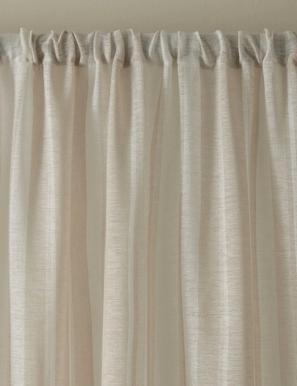 Stripe Sheer Voile Panel Slot Top Curtain