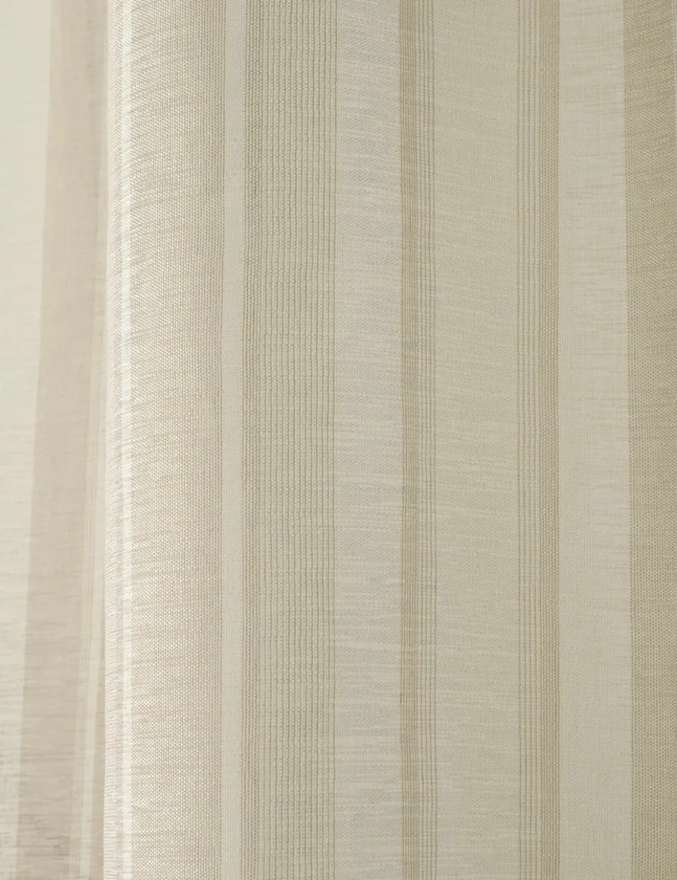 Stripe Sheer Voile Panel Slot Top Curtain