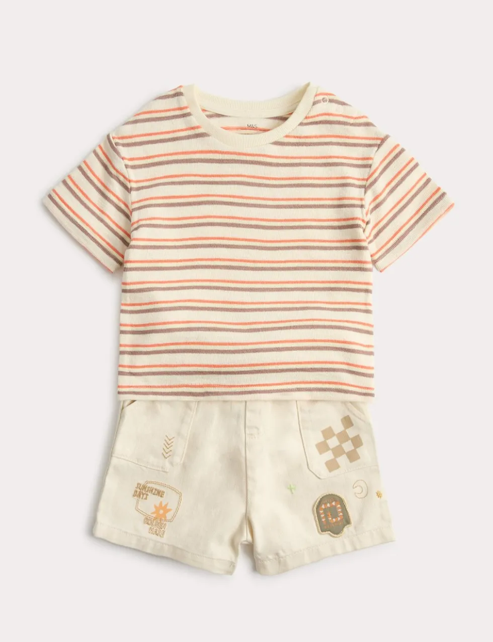 Stripe Top and Graphic Shorts Outfit (0-5 Yrs)