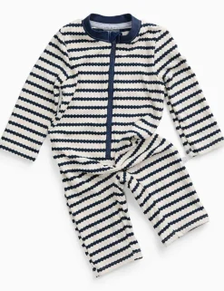 Striped All In One Swimsuit (0-18 Mths)