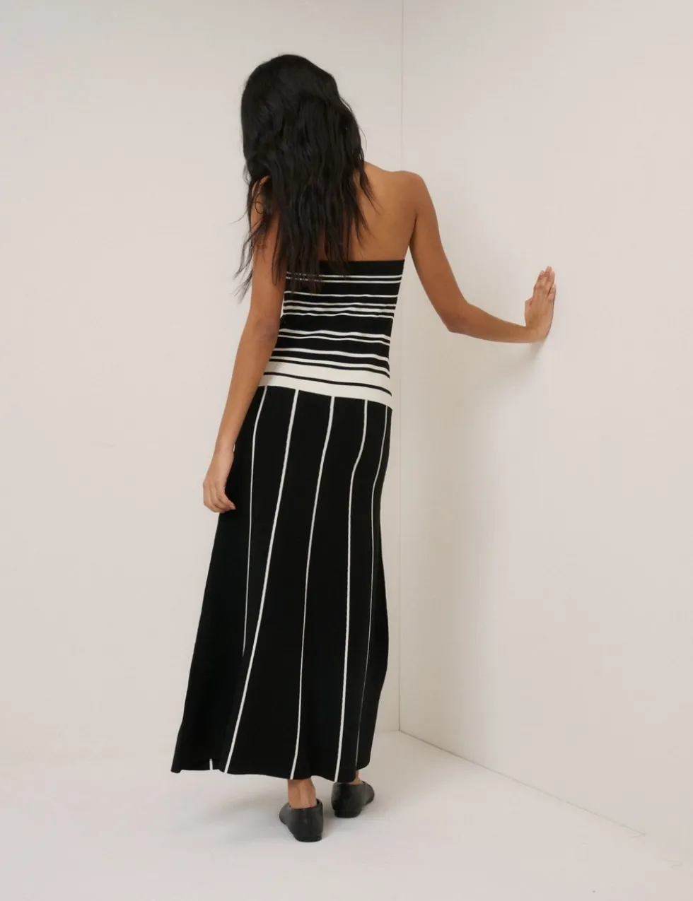 Striped Bandeau Knitted Waisted Dress