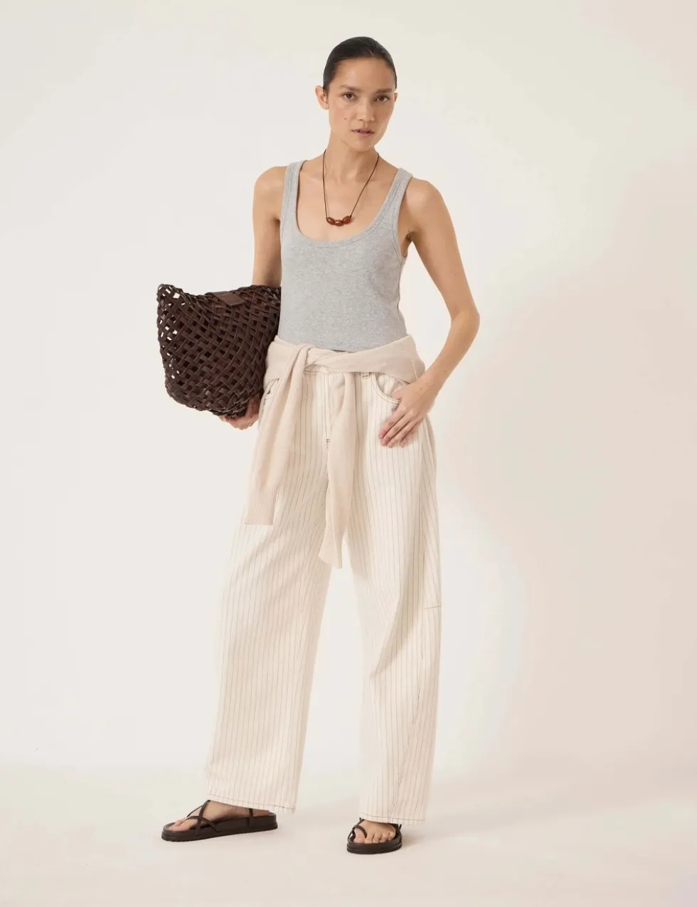 Striped Barrel Leg Jeans