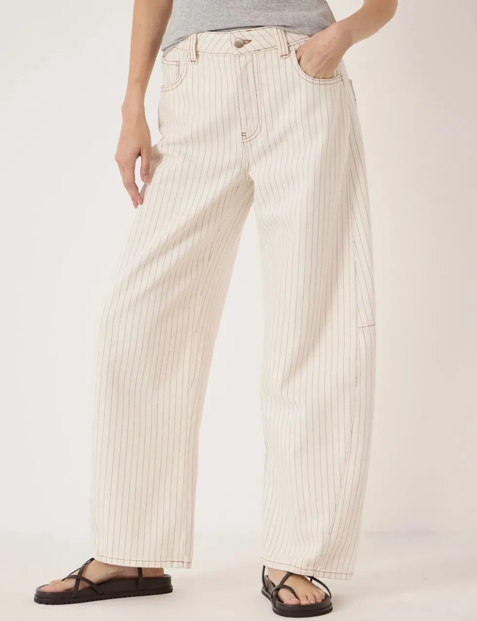 Striped Barrel Leg Jeans