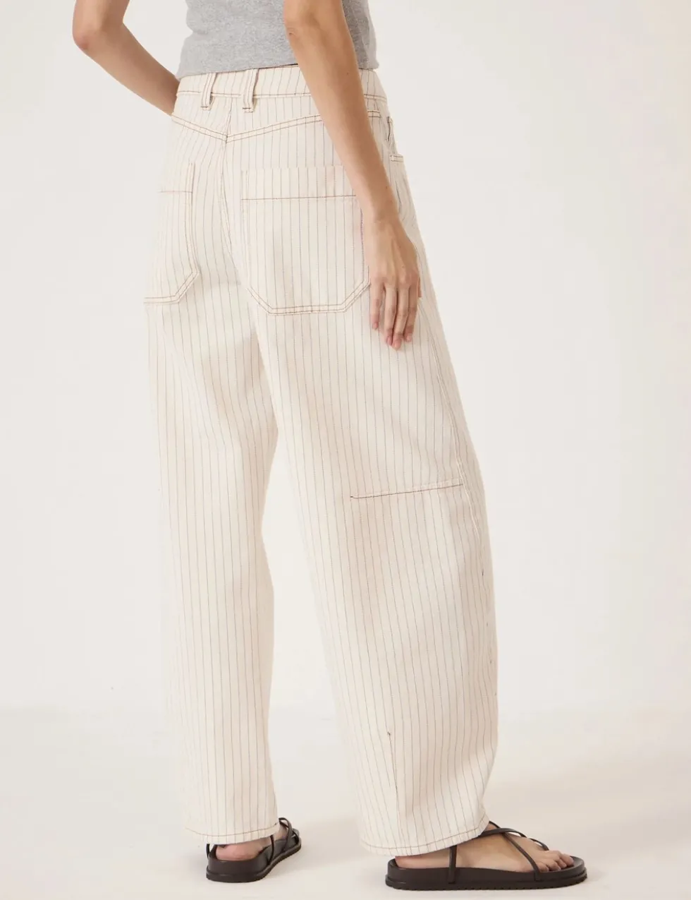Striped Barrel Leg Jeans