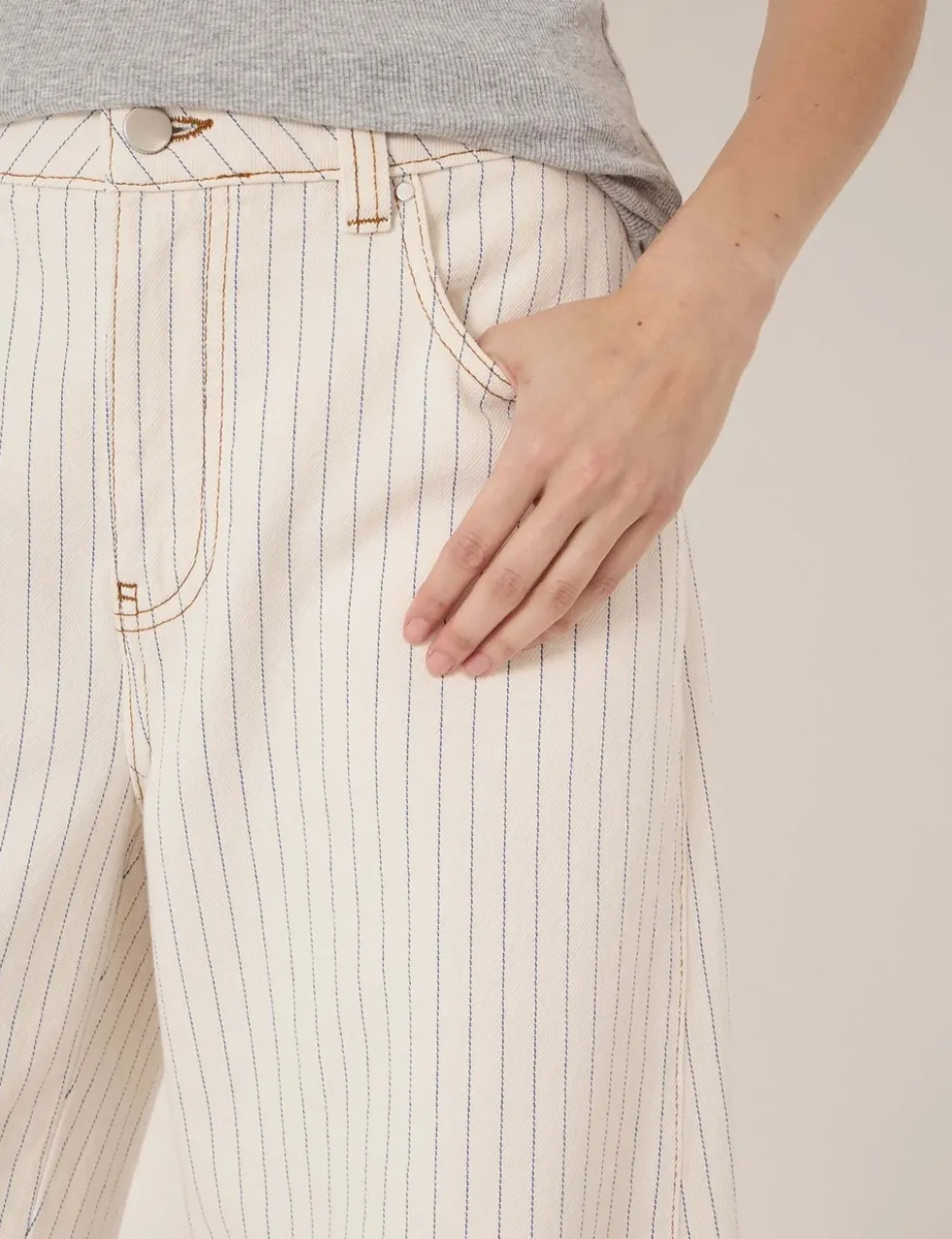 Striped Barrel Leg Jeans