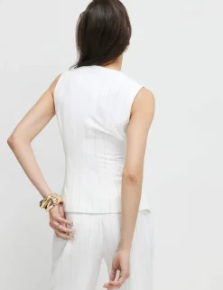 Striped Button Through Longline Waistcoat