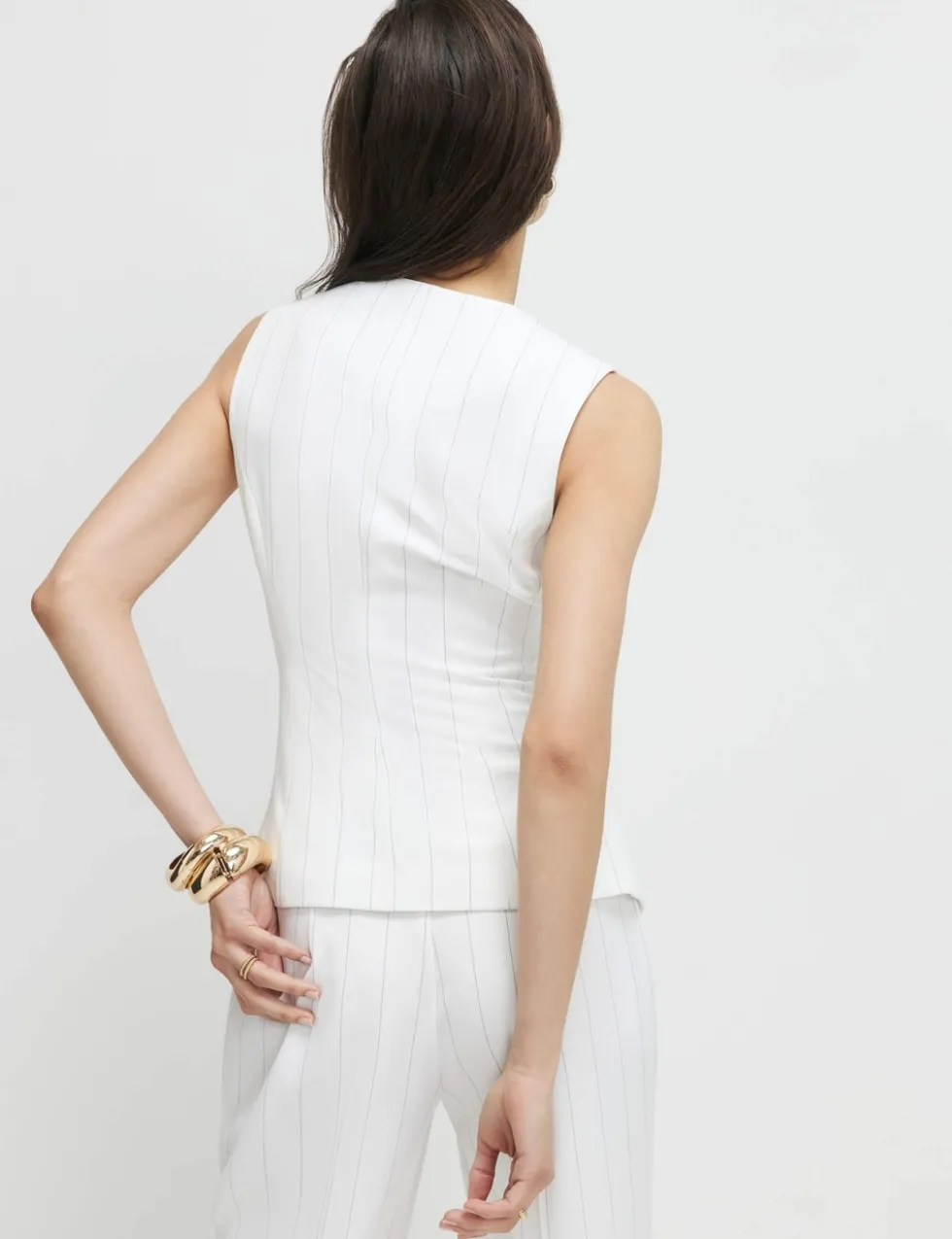 Striped Button Through Longline Waistcoat