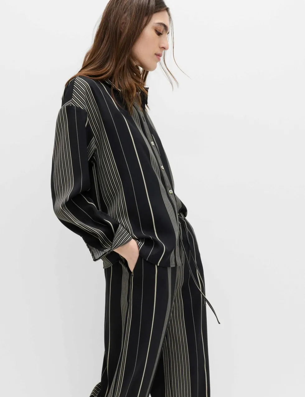 Striped Collared Button Through Shirt