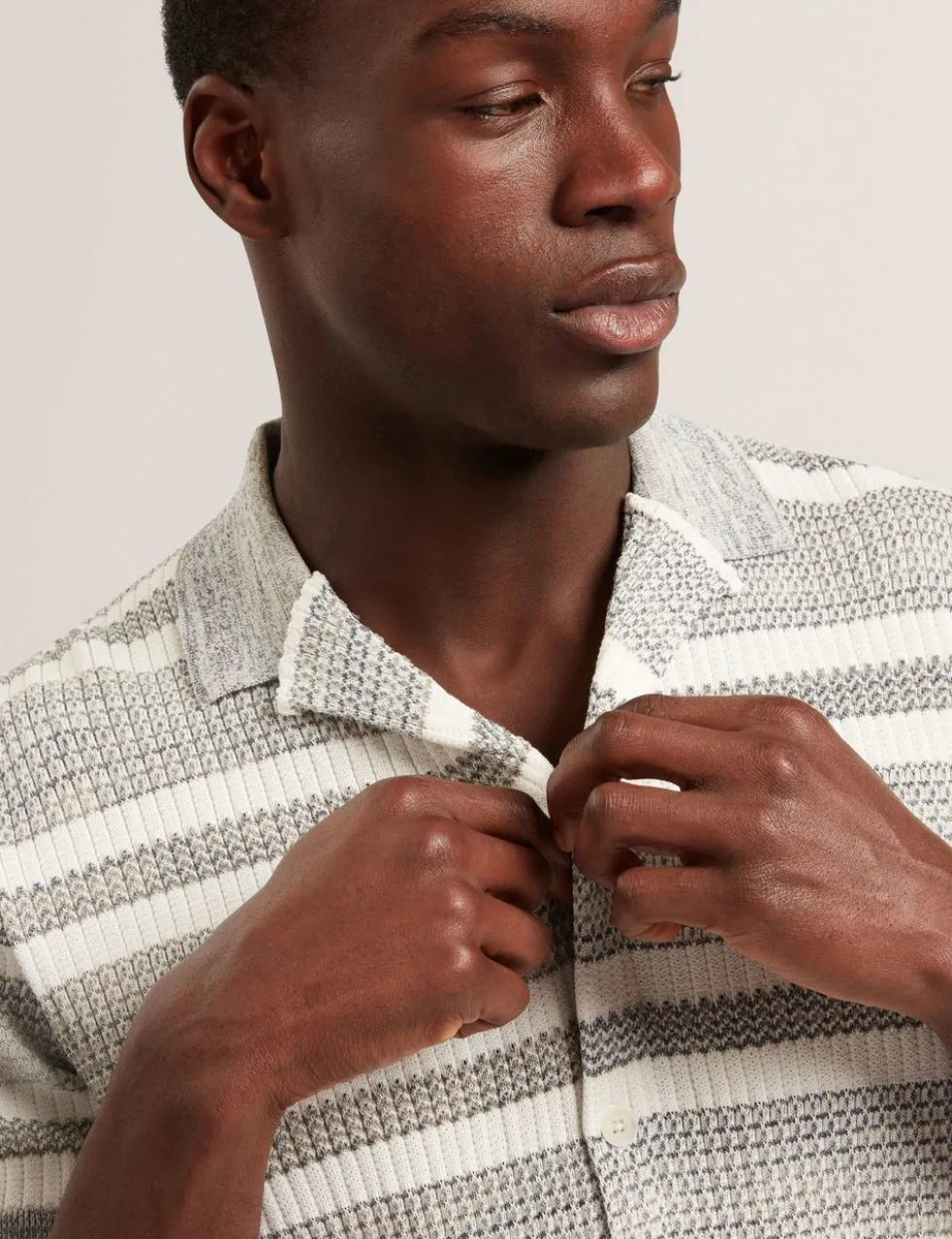 Striped Collared Neck Knitted Shirt