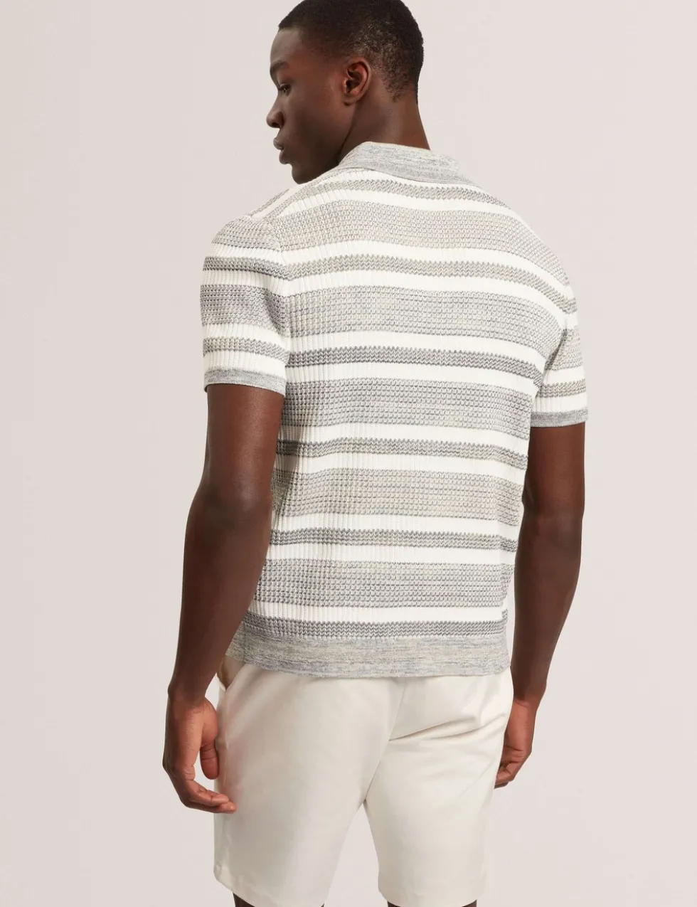 Striped Collared Neck Knitted Shirt
