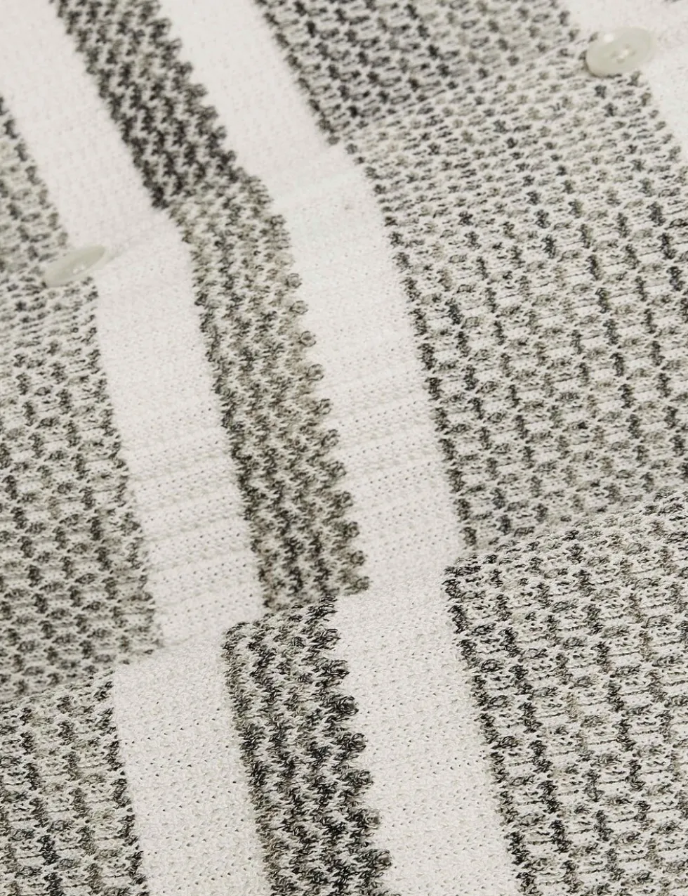 Striped Collared Neck Knitted Shirt