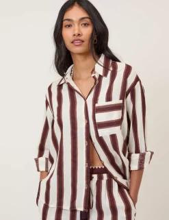 Striped Collared Shirt with Linen