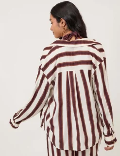 Striped Collared Shirt with Linen