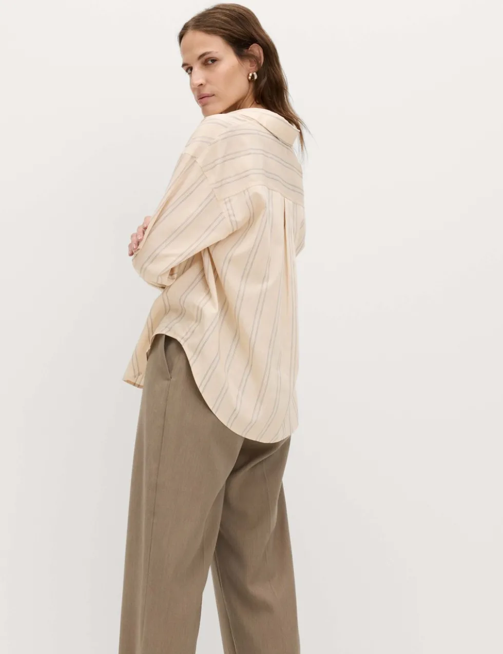 Striped Collared Shirt with Linen
