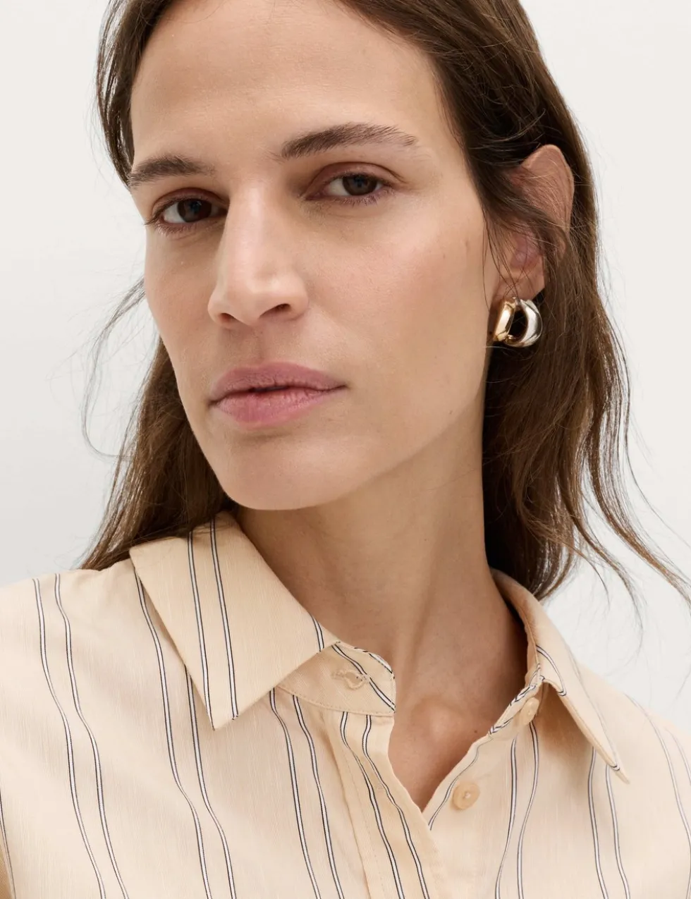 Striped Collared Shirt with Linen