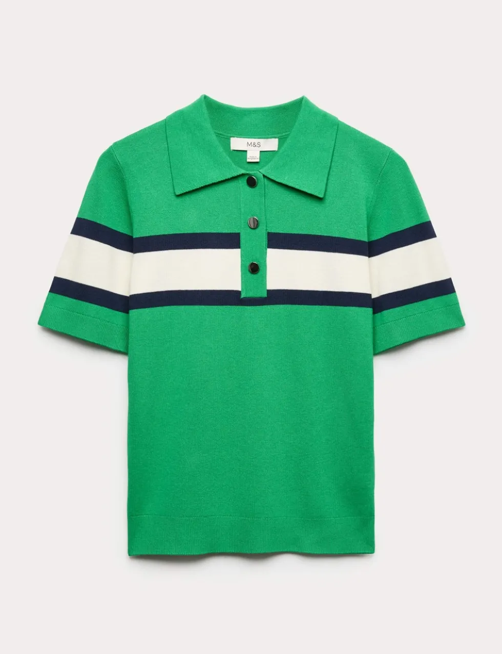 Striped Collared Slim Fit Knitted Top