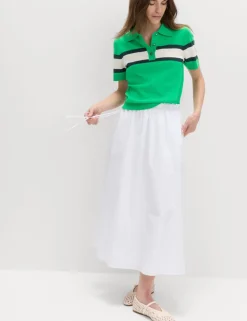 Striped Collared Slim Fit Knitted Top