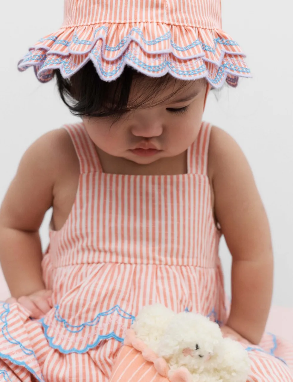 Striped Double Frill Bucket Hat (0-3 Yrs)