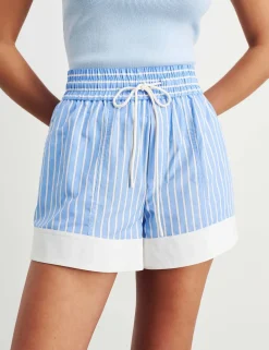 Striped Drawstring Shorts with Lyocell