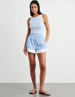 Striped Drawstring Shorts with Lyocell