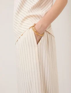 Striped Elasticated Waist Wide Leg Trousers