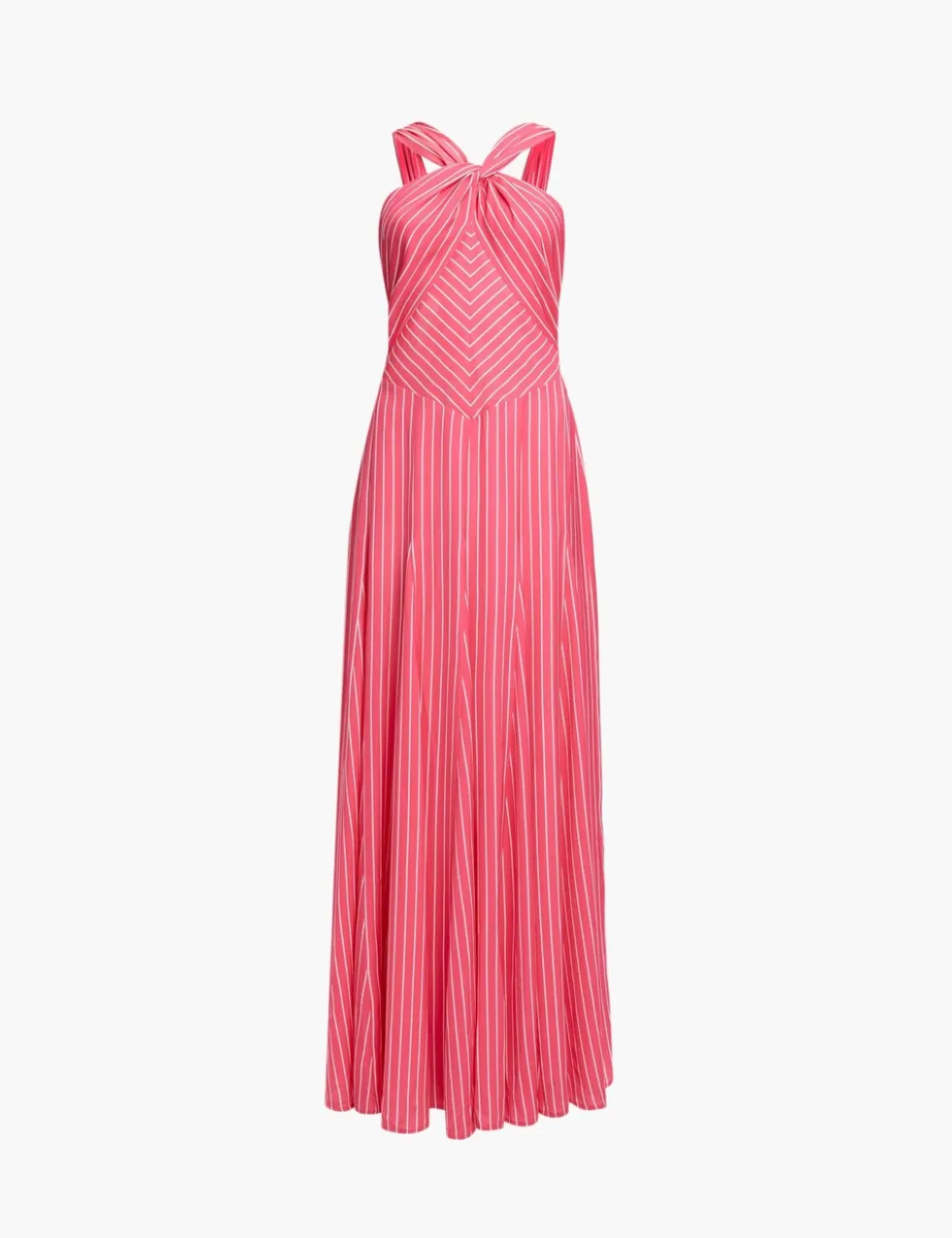 Striped Halter Neck Midi Skater Dress