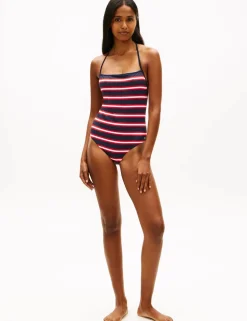 Striped Halterneck Swimsuit