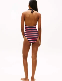 Striped Halterneck Swimsuit