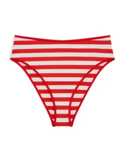 Striped High Waisted Bikini Bottoms