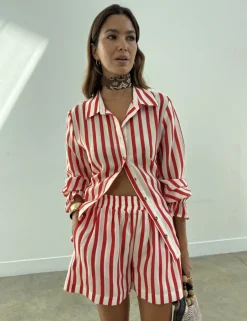 Striped High Waisted Shorts