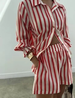 Striped High Waisted Shorts