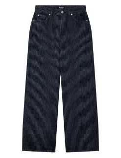 Striped High Waisted Straight Leg Jeans