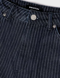 Striped High Waisted Straight Leg Jeans