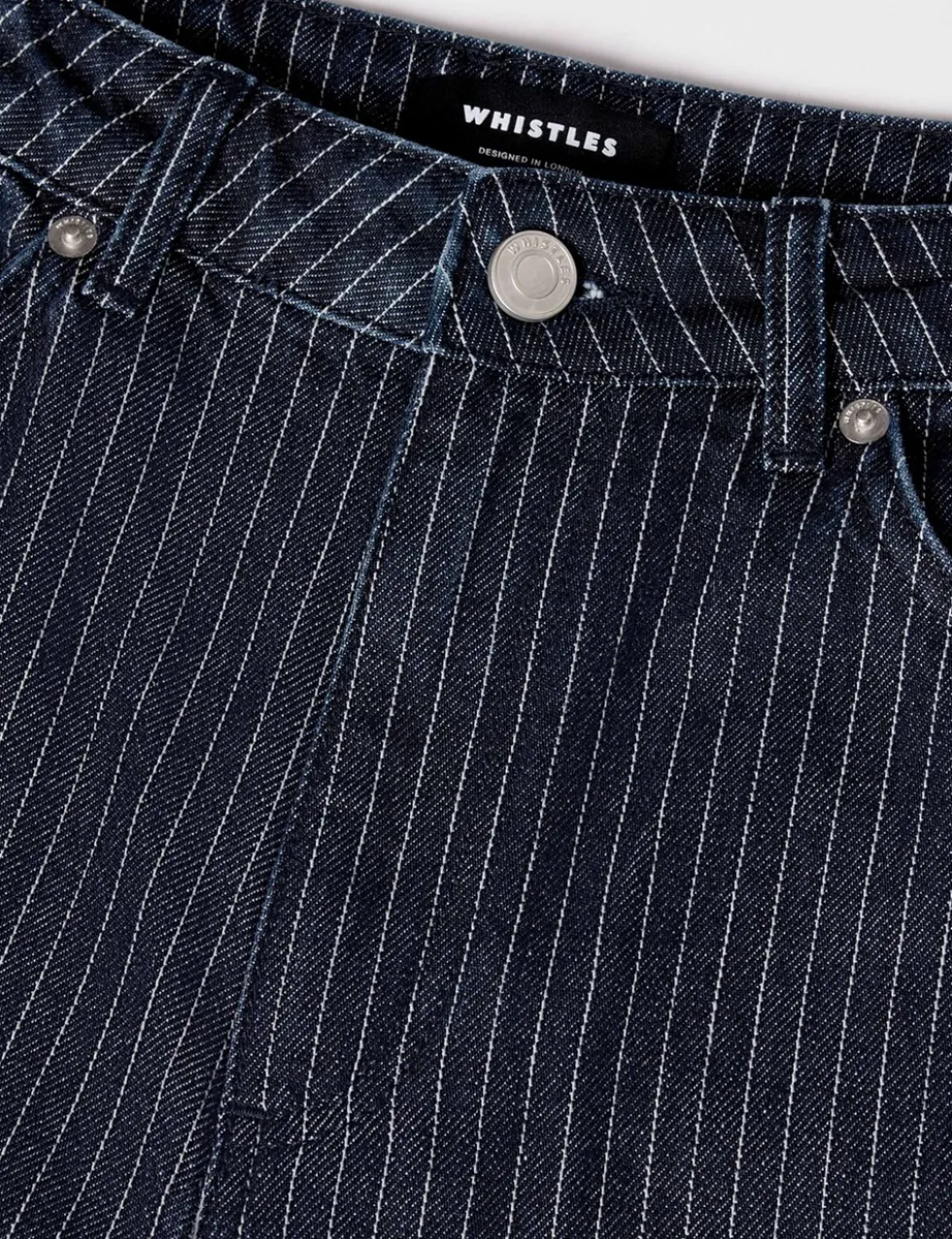 Striped High Waisted Straight Leg Jeans