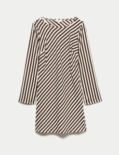 Striped Long Sleeve Mini Shift Dress