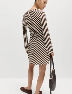 Striped Long Sleeve Mini Shift Dress