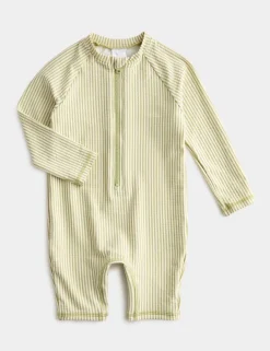 Striped Long Sleeve Swimsuit (0-3 Yrs)