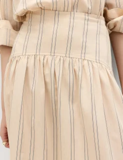 Striped Midaxi Circle Skirt With Cotton