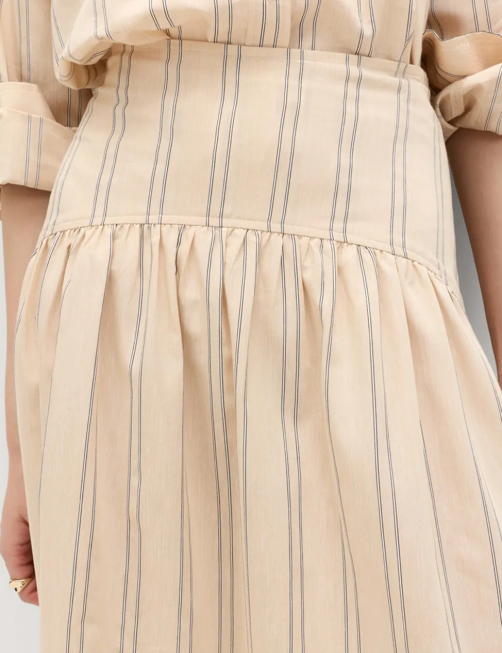 Striped Midaxi Circle Skirt With Cotton