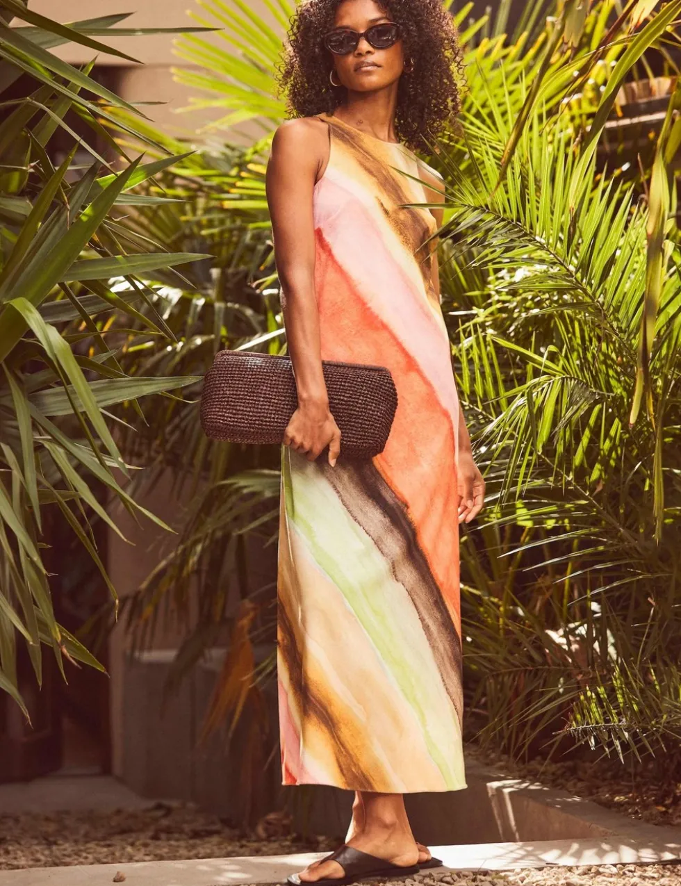 Striped Midaxi Column Dress