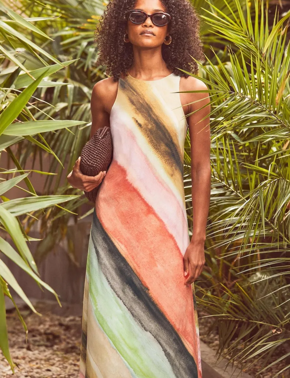 Striped Midaxi Column Dress