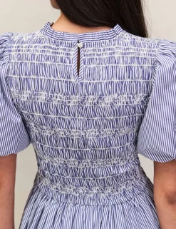 Striped Midaxi Shirred Dress
