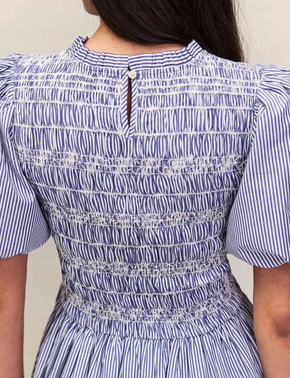 Striped Midaxi Shirred Dress