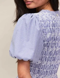 Striped Midaxi Shirred Dress