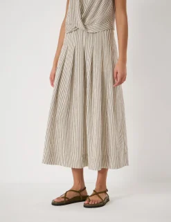 Striped Midi A-Line Skirt