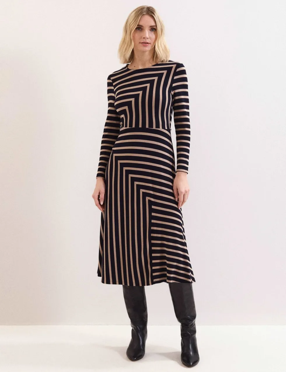 Striped Midi Waisted Dress