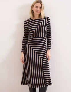 Striped Midi Waisted Dress