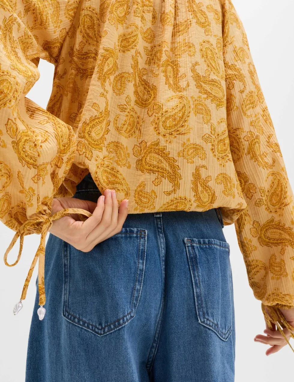 Striped Plisse Tie Detail Blouse