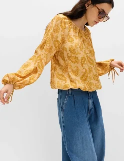 Striped Plisse Tie Detail Blouse