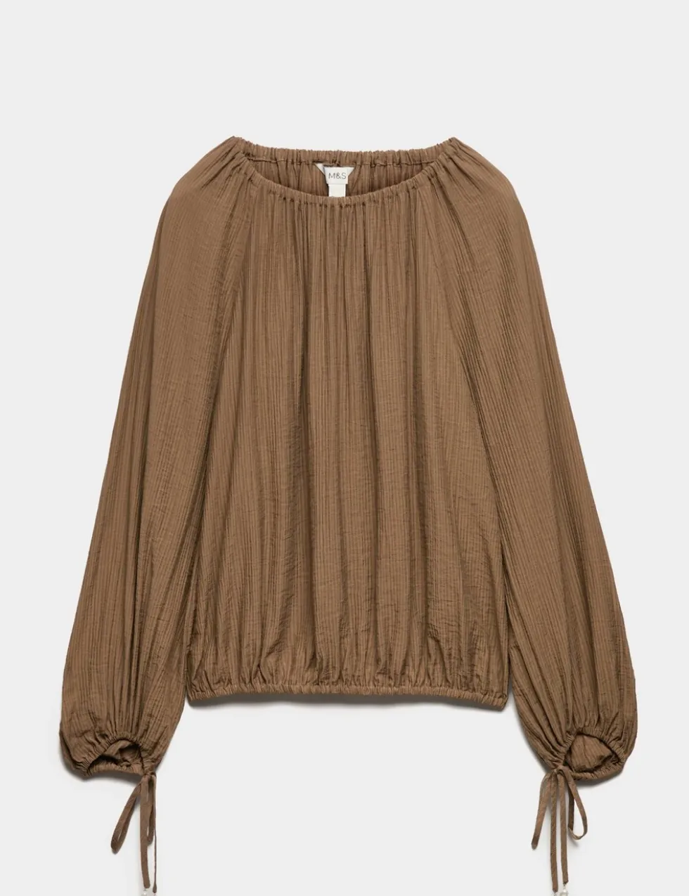 Striped Plisse Tie Detail Blouse